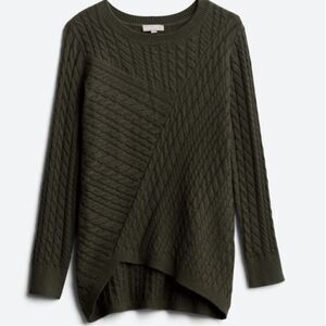 The Evolution Cyrus Aneesa Cable Knit Asymmetric HemSweater Olive Stitch Fix Nwt